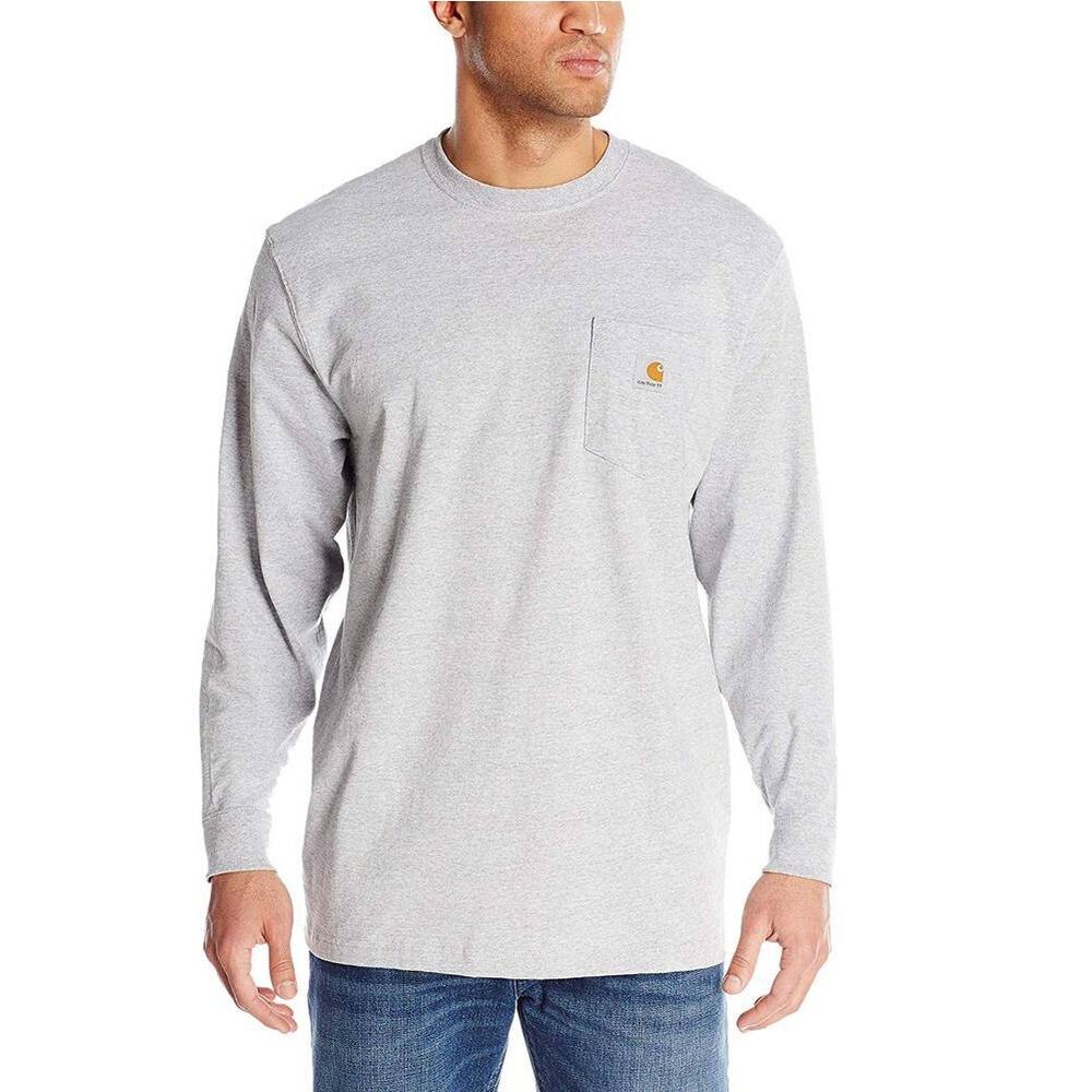 Carhartt Men's Grey Long Sleeve Chest Pocket Tee Shirt - Picture 2 of 9